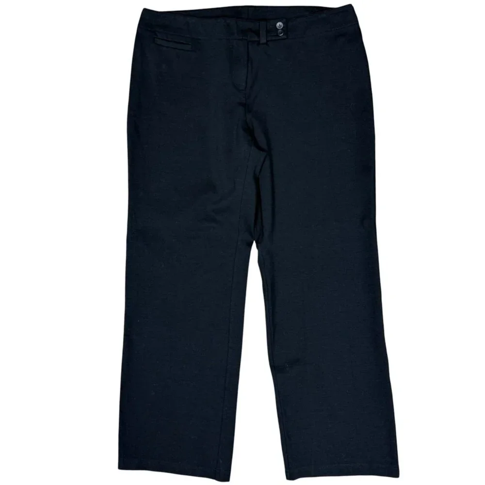 EUC Women's EILEEN FISHER Stretch Ponte‎ Knit Wide Leg Pant Black | Size PL